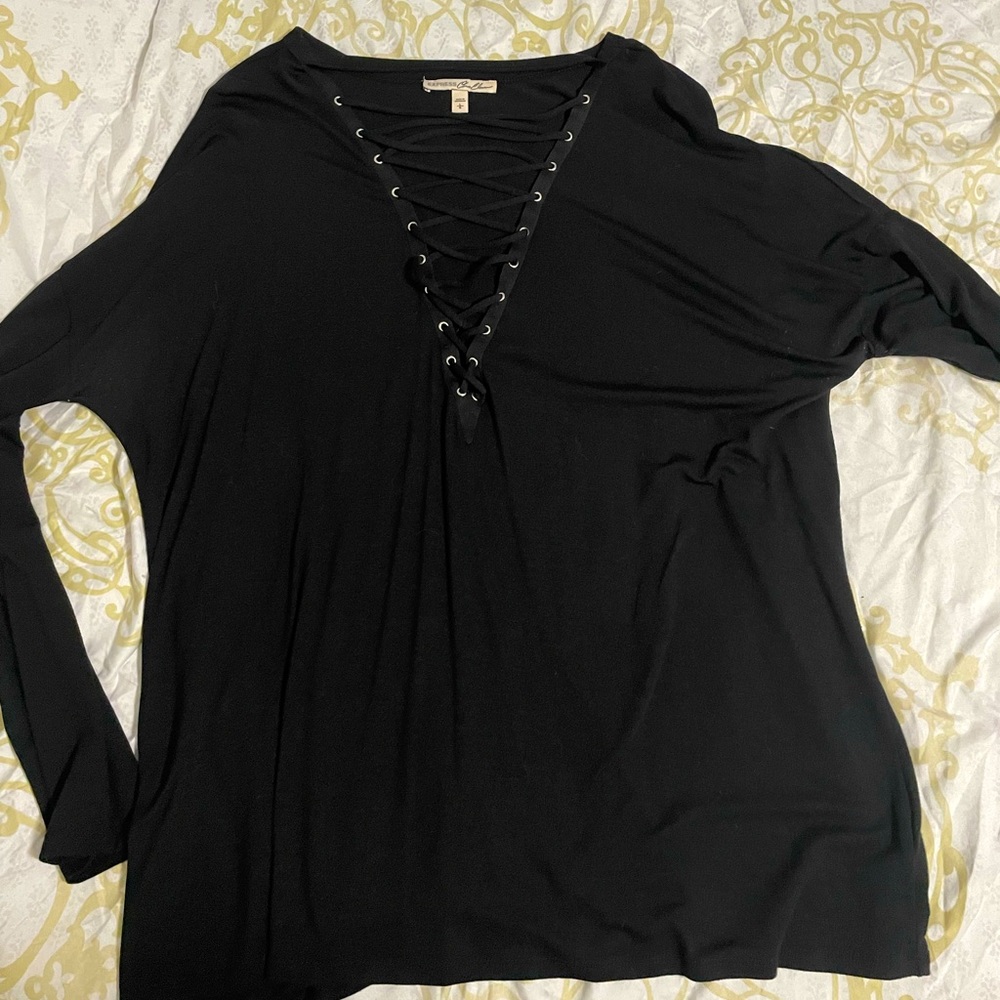 Express long sleeve too. criss cross at bust